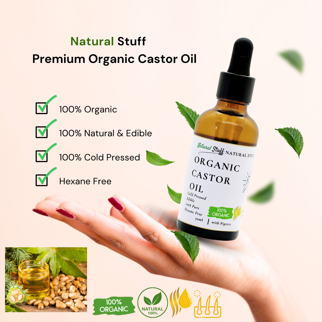 Natural Stuff Premium Organic Castor Oil for Hair & Skin 50ml