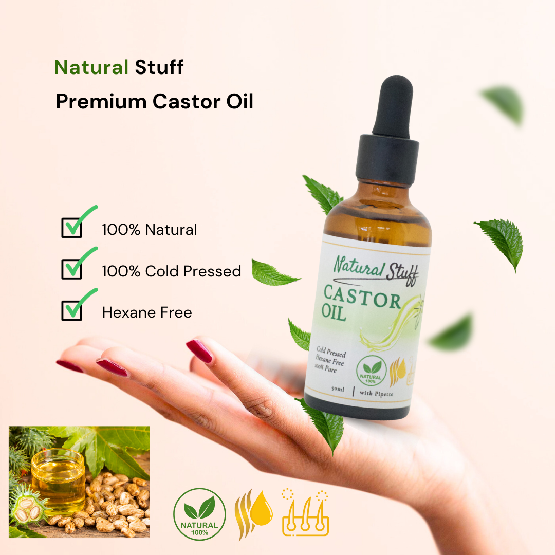 Natural Stuff Premium Castor Oil Cold-pressed Hexane Free 50ml