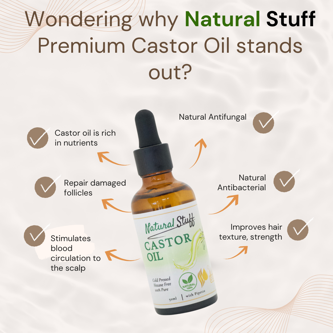 Natural Stuff Premium Castor Oil Cold-pressed Hexane Free 50ml